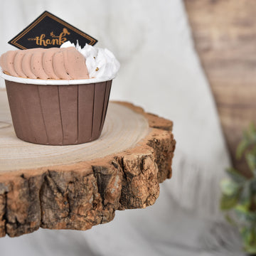 3-Tier Natural Wood Slice Cheese Board Cupcake Stand - Rustic Brown