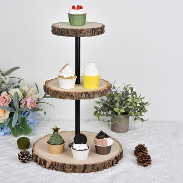 Perfect for Any Occasion - Natural Wood Slice Cheese Board Cupcake Stand