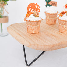 12 Inch Square Natural Wood Cheese Board Slice Cake Cupcake Stand with Hairpin Legs