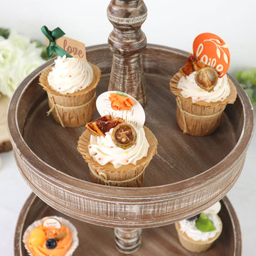Elevate Your Event Decor with a Rustic Brown Wooden Cupcake Stand
