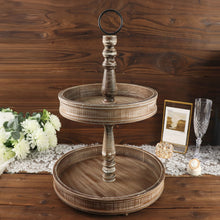 Rustic Brown 2-Tier Wooden Tray Stand