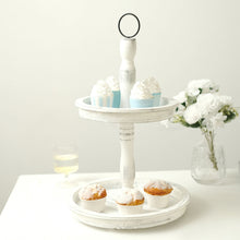 2 Tier Whitewashed Wooden Tray and Cupcake Stand 20 Inch 