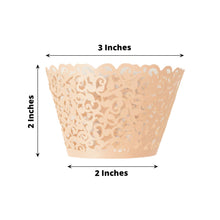 Lace Laser Cut Design Blush Rose Gold Paper Cupcake Wrappers And Baking Muffin Cup Tray - 25 Pack