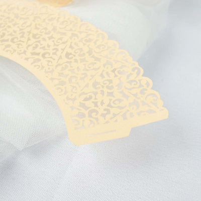 Decorative lace paper fan in soft beige color