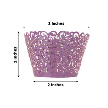 25 Pack - Purple Paper Cupcake Wrappers And Muffin Baking Cup Trays In Lace Laser Cut Design