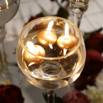 Rose Gold Mini Disc Dripless Floating Candles - Illuminate Your Space with Elegance