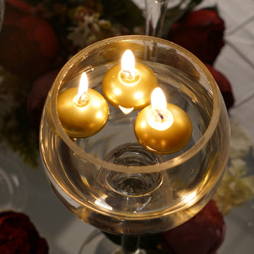 12 Pack Metallic Gold Mini Disc Floating Candles