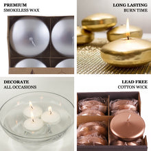 4 Pack | 3inch Metallic Gold Disc Unscented Floating Candles, Dripless