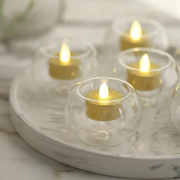 Multifunctional Crystal Clear Glass Globe Tealight Votive Candle Holders