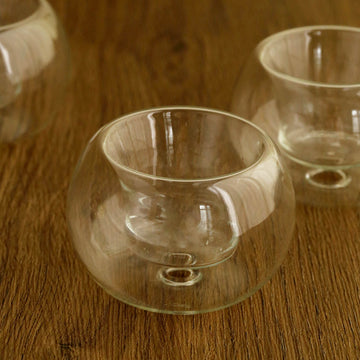 Elegant Crystal Clear Glass Globe Tealight Votive Candle Holders