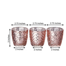 3 Inch Metallic Blush and Rose Gold Mercury Glass Votive Tealight Candle Holders in Geometric Designs Pack of 6