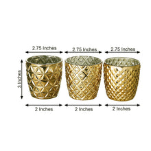 3 Inch Metallic Gold Mercury Glass Votive Tealight Candle Holders in Geometric Designs Pack of 6