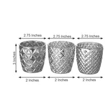 3 Inch Metallic Silver Mercury Glass Votive Tealight Candle Holders in Geometric Designs Pack of 6