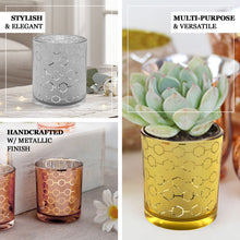Honeycomb Design Mercury Glass Votive Holders Set of 6 3 Inch Silver Color