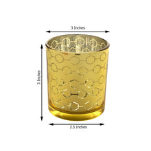 Pack of 6 Mercury Glass Votives Honeycomb Design 3 Inch Gold