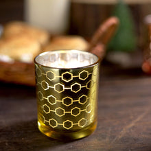 3 Inch Gold Mercury Glass Votives with Honeycomb Design Set of 6