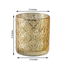 6 Pack of 3 Inch Geometric Mercury Glass Candle Holders in Shiny Gold