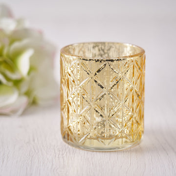 Add Elegance to Your Space with Shiny Gold Mercury Glass Candle Holders