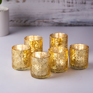 Enhance Your Event Decor with Shiny Gold Mercury Glass Candle Holders