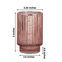 Wavy Column Design Mercury Glass Votive Hurricane Candle Holder In Blush Rose Gold