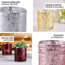 6 Pack Mercury Glass Primrose Votive Holders in Silver Tealights Candle Holders