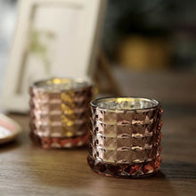 3 Inch Blush and Rose Gold Studded Mercury Glass Faceted Votive Tealight Holders 6 Pack
