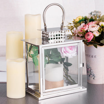 Elegant Silver Cage Top Stainless Steel Candle Lantern