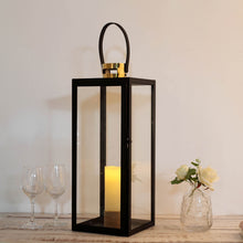Outdoor 26 Inch Candle Lantern In Black And Gold