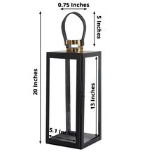20 Inch Outdoor Candle Lantern Black & Gold Stainless Steel Centerpiece