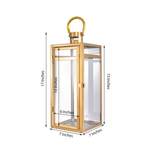 17inch Gold Vintage Top Stainless Steel Candle Lantern Centerpiece Outdoor Metal Patio Lantern