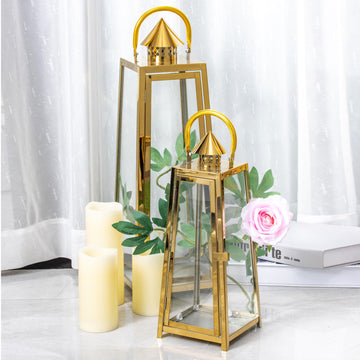 Enhance Your Décor with a Gold Cone Top Stainless Steel Candle Lantern