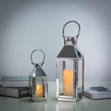 8 Inch Crown Top Silver Stainless Steel Candle Lantern