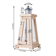 Glass Rustic Wood 14 Inch Candle Lantern for Outdoor