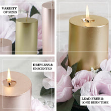 9inches Blush/Rose Gold Dripless Unscented Pillar Candle, Long Lasting Candle