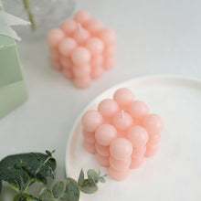 2 Inch Decorative Paraffin Wax Unscented Long Burning Blush Bubble Cube Decorative Candles 2 Pack