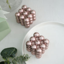 2 Inch Decorative Paraffin Wax Unscented Long Burning Metallic Rose Gold Bubble Cube Decorative Candles 2 Pack