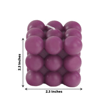 Burgundy Bubble Cube 2 Inch Decorative Paraffin Wax Unscented Long Burning Pillar Candles 2 Pack