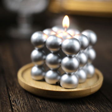 Add a Modern Touch to Your Décor with Metallic Silver Bubble Cube Candles