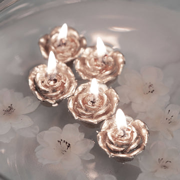 Rose Gold Mini Rose Flower Floating Candles
