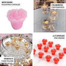 12 Pack | 1inch White Mini Rose Flower Floating Candles Wedding Vase Fillers