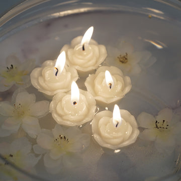 Captivating Ivory Mini Rose Flower Floating Candles for a Romantic Atmosphere