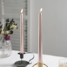Unscented Metallic Rose Gold 10 Inch Premium Wax Taper Candles 12 Pack