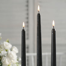 12 Pack Of 10 Inch Black Unscented Wax Taper Candles