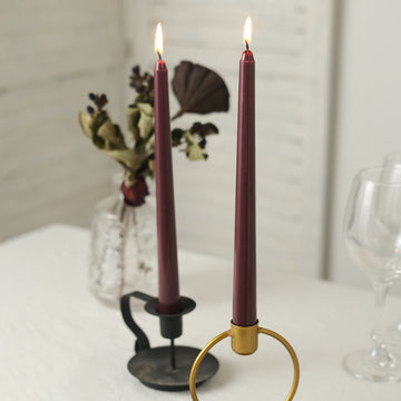 Versatile Burgundy Wax Taper Candles for Event Decor and More