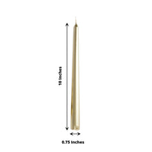 12 Pack Premium 10 Inch Metallic Gold Wax Unscented Taper Candles 
