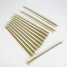 Pack of 12 10 Inch Metallic Gold Premium Wax Unscented Taper Candles