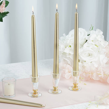 Add Elegance and Sophistication with Metallic Gold Premium Wax Taper Candles