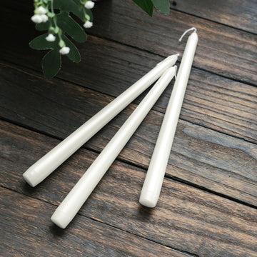 Add Elegance and Whimsy to Your Event with Metallic Pearl White Taper Candles