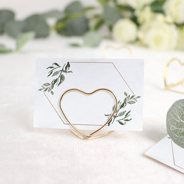 Create a Romantic and Luxurious Ambiance with Gold Metal Double Heart Card Holder Stands