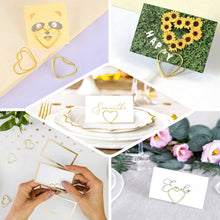 10 Pack Heart Card Holders 1 Inch In Gold Metal For Table Numbers